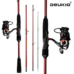 Deukio Caña Telescópica Carbono con Carrete Giratorio 2500