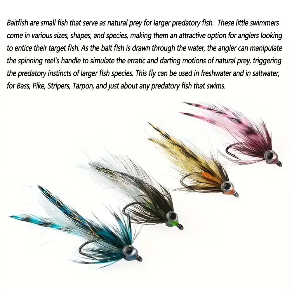 Bimoo # 1 epoxi 3D ojos de pez Baitfish Streamer mosca Grizzly sillín Hackle Minnow Fly Pike trucha lubina Steelhead Señuelos de pesca de mar - imagen 5