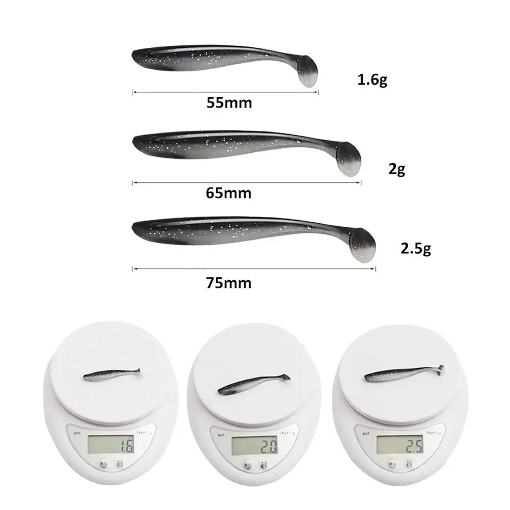 Señuelo de pesca de 50 uds, cebo Artificial biónico suave de dos colores, cola en T, multicolor, accesorios de aparejos de pesca - imagen 4