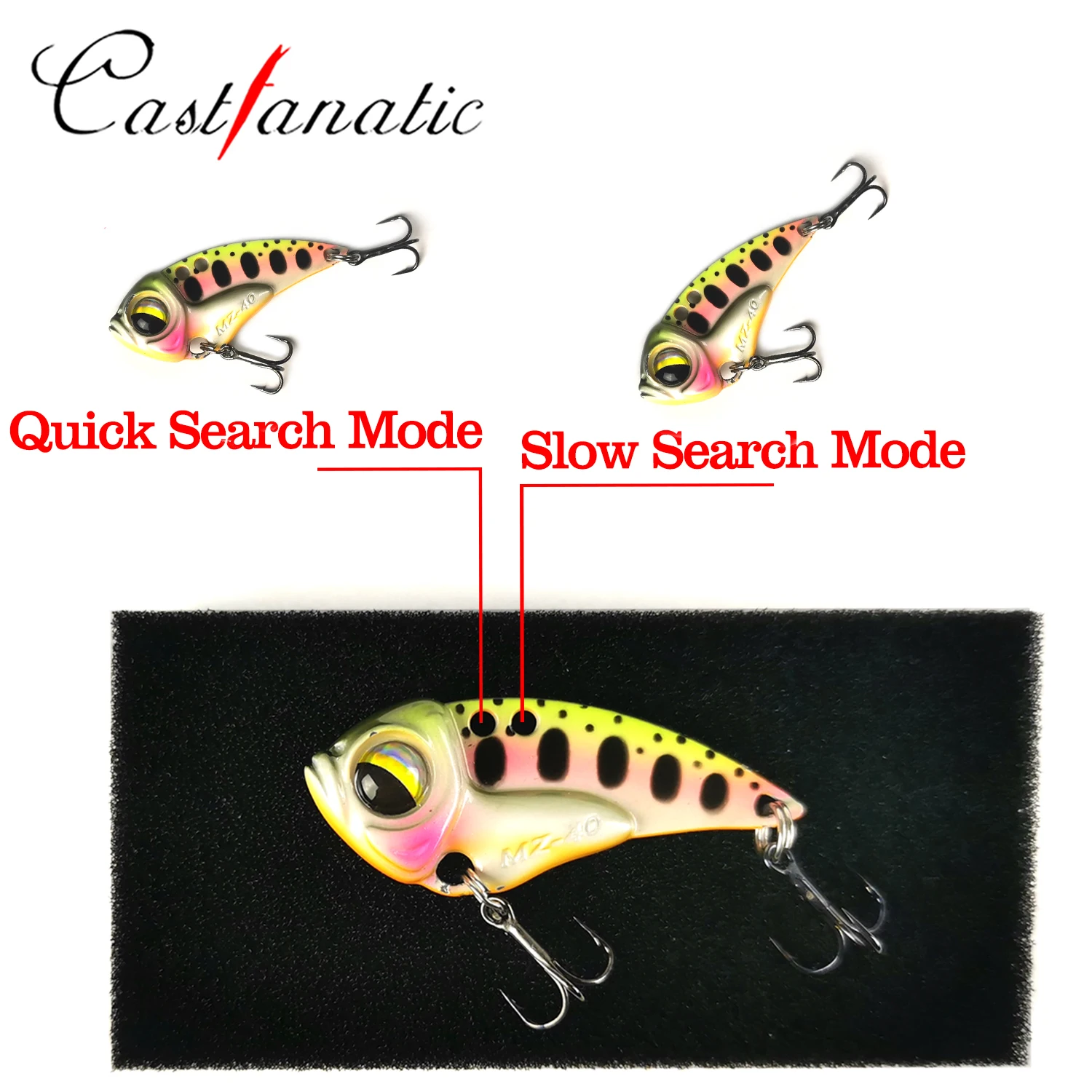 Castfanatic MZ40 6,5g Metal hundimiento sin labios Crankbait hoja VIB Glow cigarra Wobblers cebos aparejos para lubina perca Señuelos de pesca - imagen 5