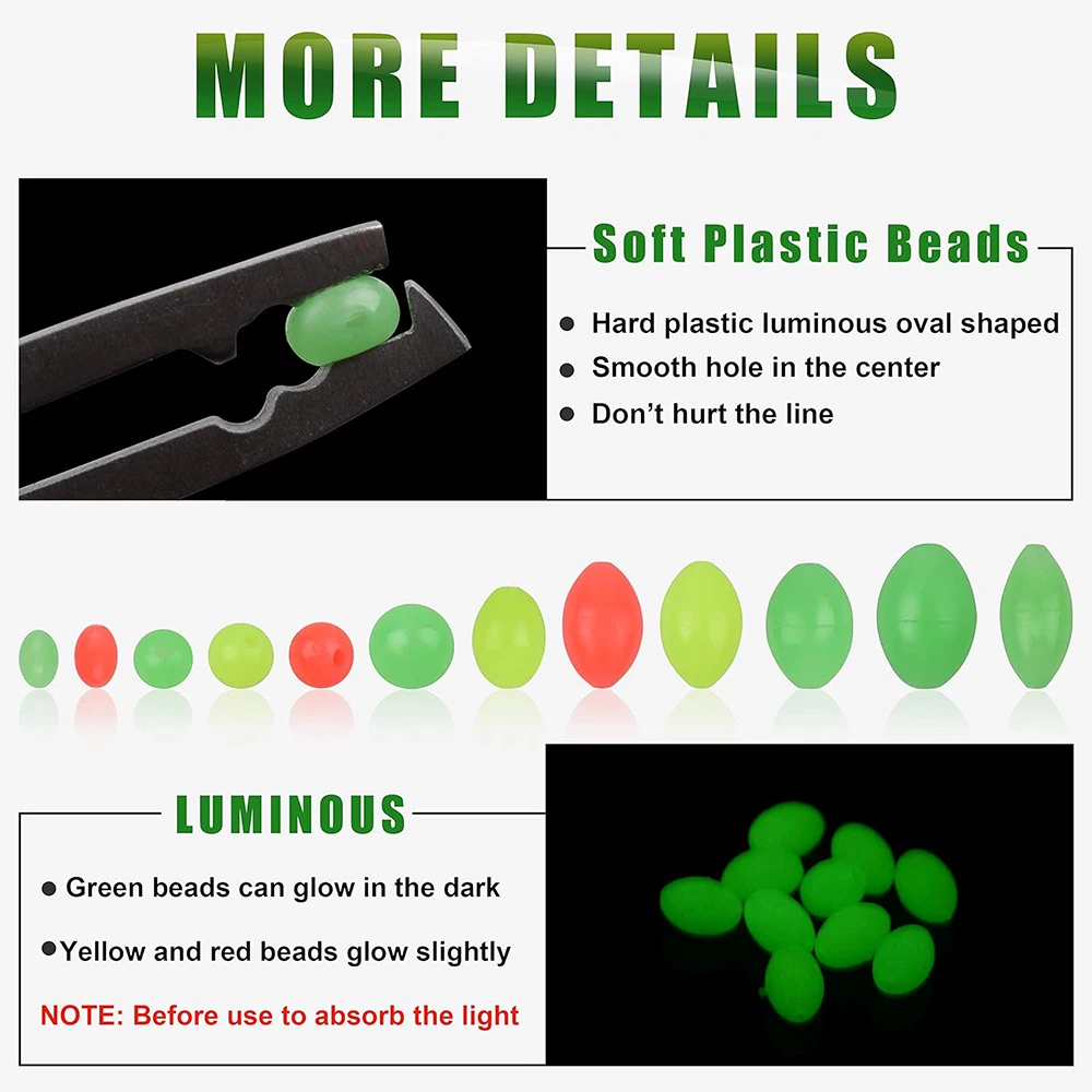 Cuentas luminosas ovaladas para pesca en agua dulce y salada - imagen 3