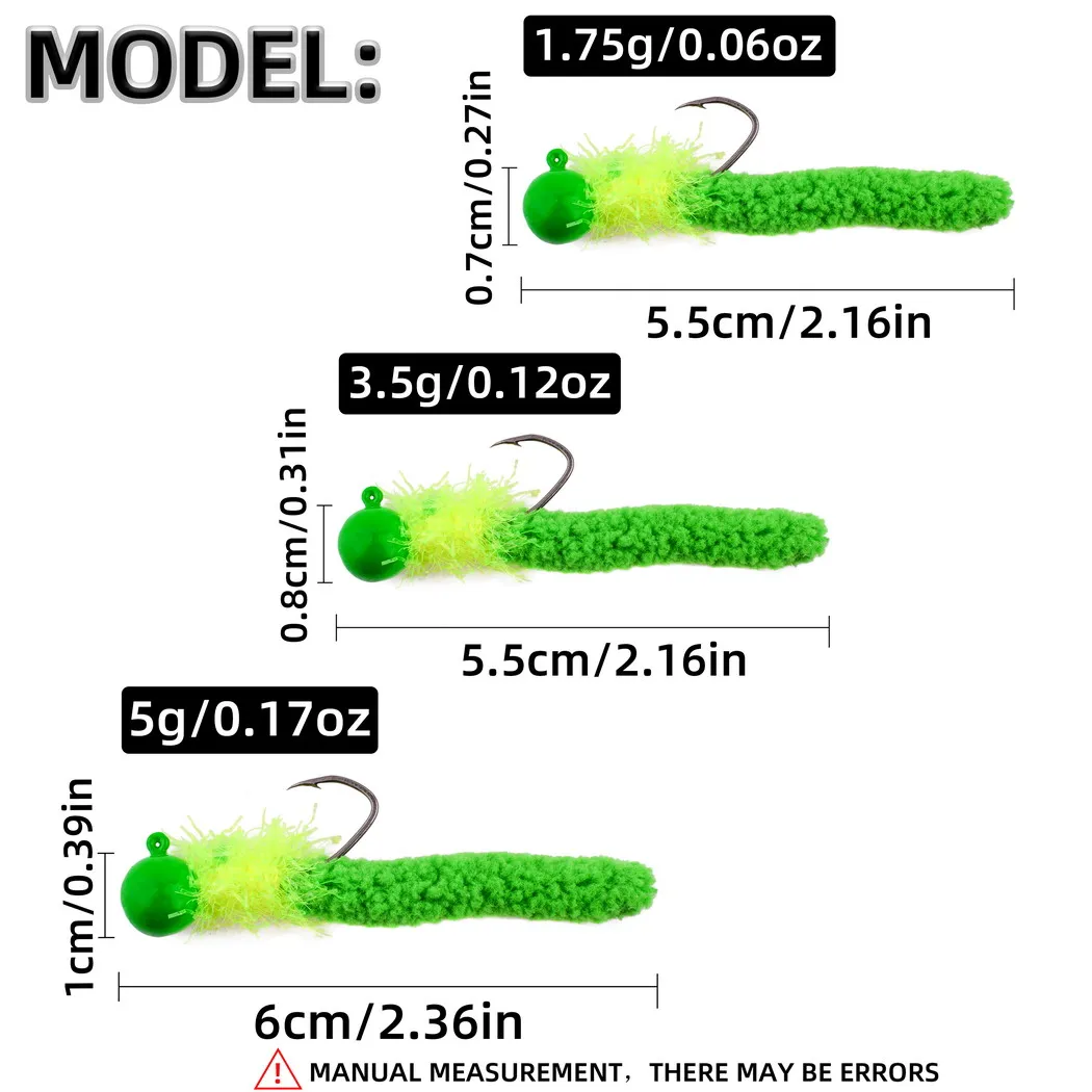 25pcs Crappie Jigs Jig Heads with Feather Hand-Tied Marabou Jigs 1.75g 3.5g 5g Fishing Hair Jigs for Ice Fly Fishing Lures - imagen 3