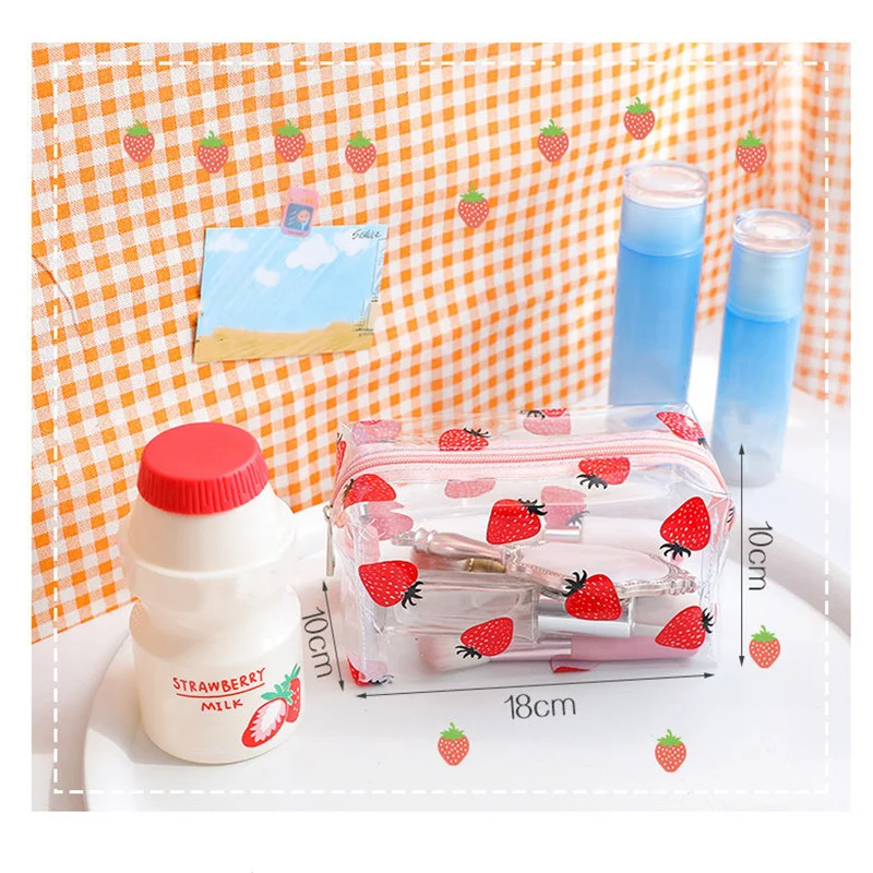 Estuche de lápices transparente resistente al agua, regalo de papelería de PVC, bolsa de lápices para niñas y estudiantes, bolsa de cosméticos de maquillaje Kawaii, bolsas de viaje - imagen 3