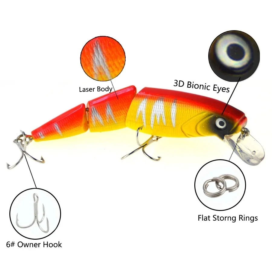 1 Uds. Ojos de pez 3D, multisección, lubina, señuelo de pesca duro, Crankbaits, pececillo, cebo Artificial falso, traje para aparejos de pesca de carpa - imagen 5