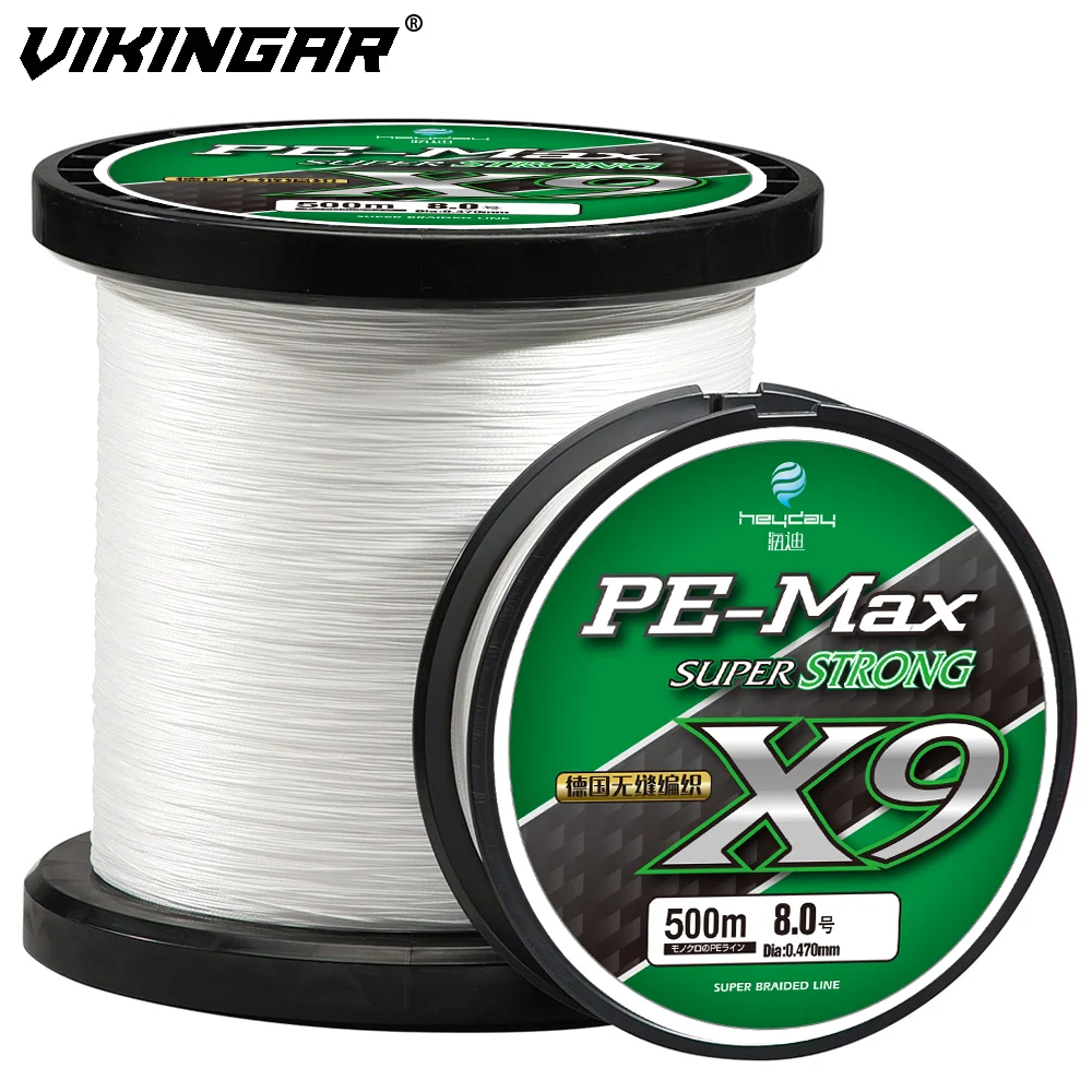 Línea de pesca trenzada VIKINGAR PE, 9 hebras, 300M, 500M, 1000M, 13-100LB, línea de pesca multifilamento súper fuerte, todo para peces y carpa