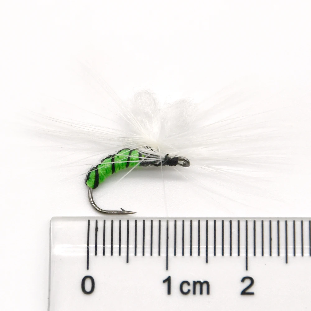Anzuelo de mosca simple MNFT #11 para trucha – Verde/blanco - imagen 2