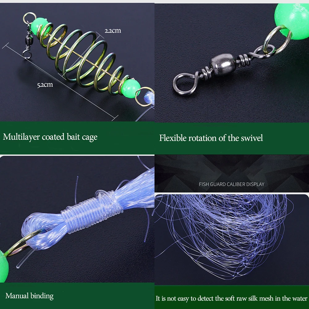 MNFT-trampa de red de pesca con cuentas luminosas, resorte de cobre, alimentador de red, plomo, red de lanzamiento disponible, 4-14 malla, 1 ud. - imagen 4