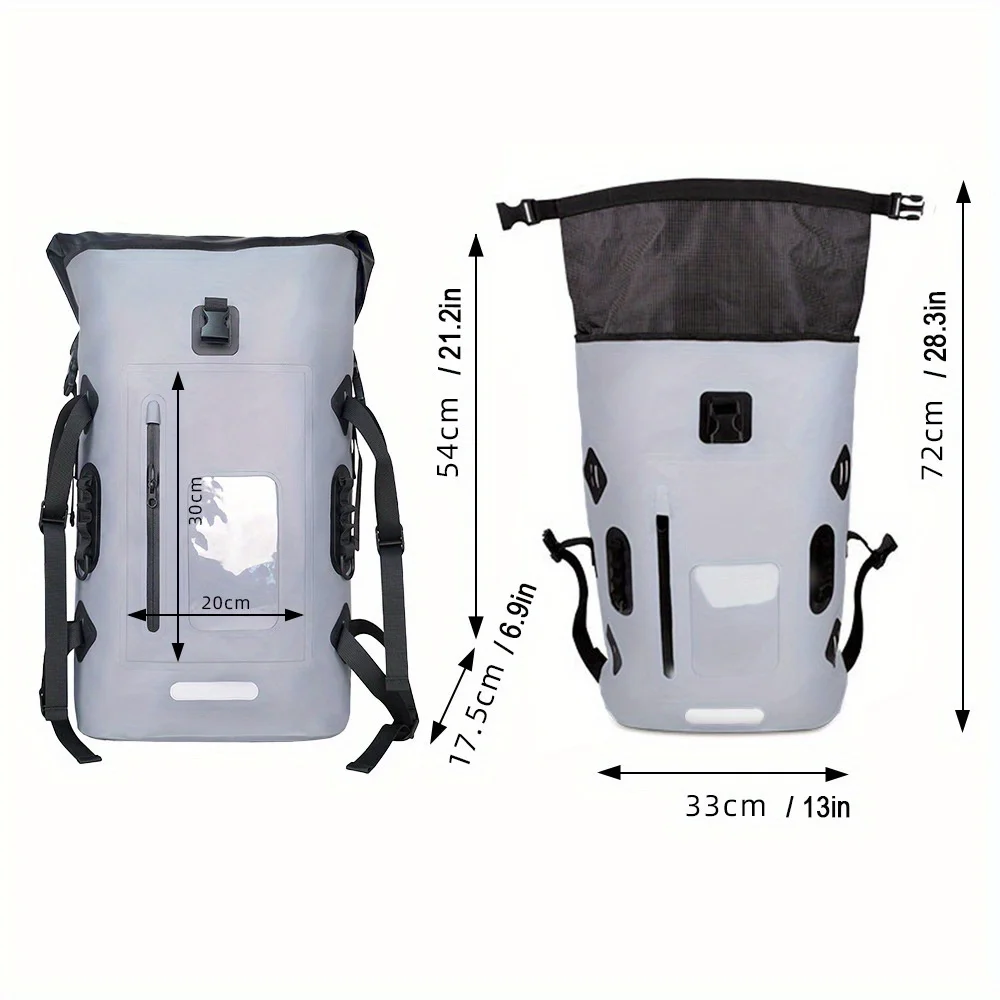 Mochila impermeable, mochila seca 32L, bolsa impermeable con correas acolchadas y ajustables, con funda impermeable para teléfono - imagen 3