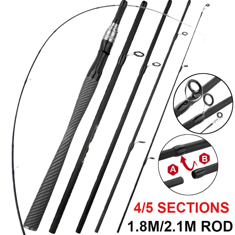 Caña de pescar ultraligera de alta calidad, 4/5 secciones con mango EVA, Material de fibra de carbono, Mini caña de pescar de fundición para viaje - imagen 2