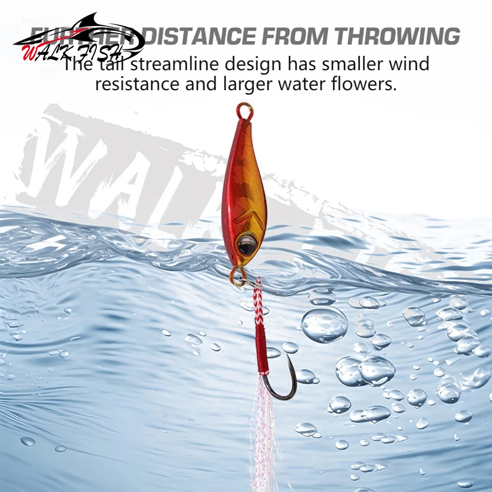 WALK FISH nuevo plantilla de Metal 3D 3,5g 7,5g 10g 15g pez biomimético de mar placa de hierro cebo Wobbler Artificial océano barco señuelo de pesca - imagen 5