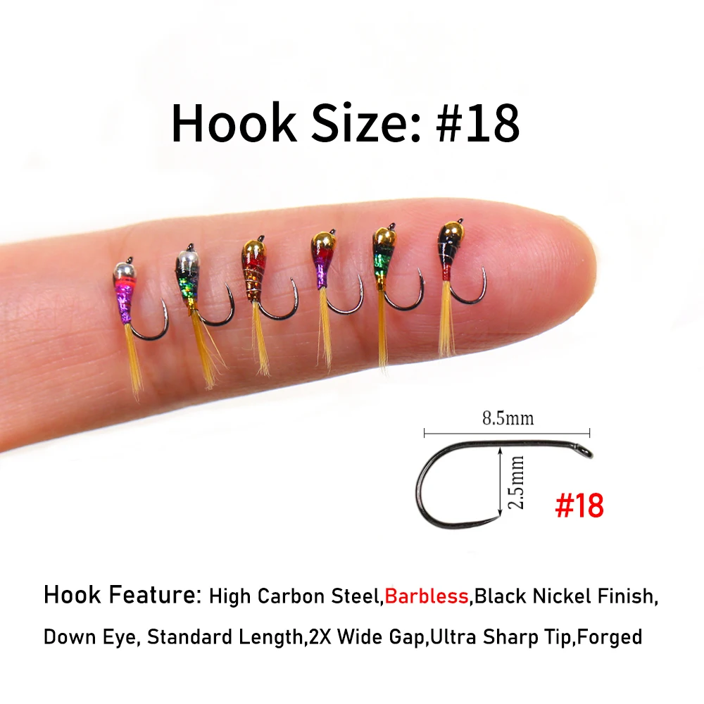 Wifreo 24PCS/Caja # 18 latón Beadhead epoxi Perdigon ninfas mosca húmeda Euro Ninfa Grayling trucha lubina pesca señuelo cebos 6 colores - imagen 3