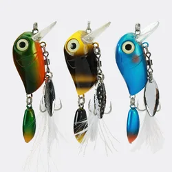 Señuelos de Pesca con micropañal, Wobblers flotantes de manivela, placa de lengua, cuchara giratoria con pluma, trucha, señuelo Crankbait leurre peche en mer flottant surface dur carnassier leure de pêche brochet