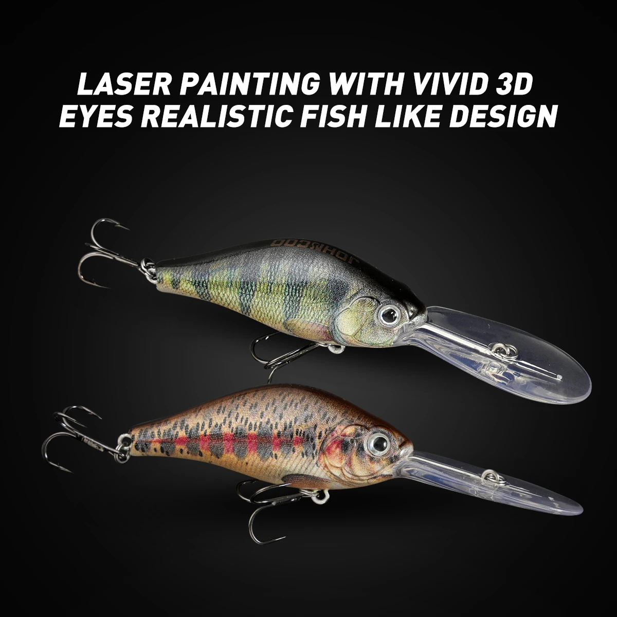 Señuelo de pesca Johncoo, señuelo con manivela, cebo de pesca de buceo profundo, color impreso, señuelo de pesca flotante, cebo de pesca de 55 65mm - imagen 5