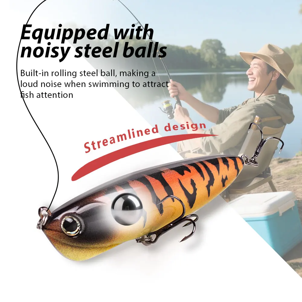 Hanlin 9,5 cm/3,74 pulgadas 18g Popper Topwater caminar el sonajero del perro cebos pequeños Wobble señuelo de pesca flotante aparejos de Crankbait de plástico - imagen 4