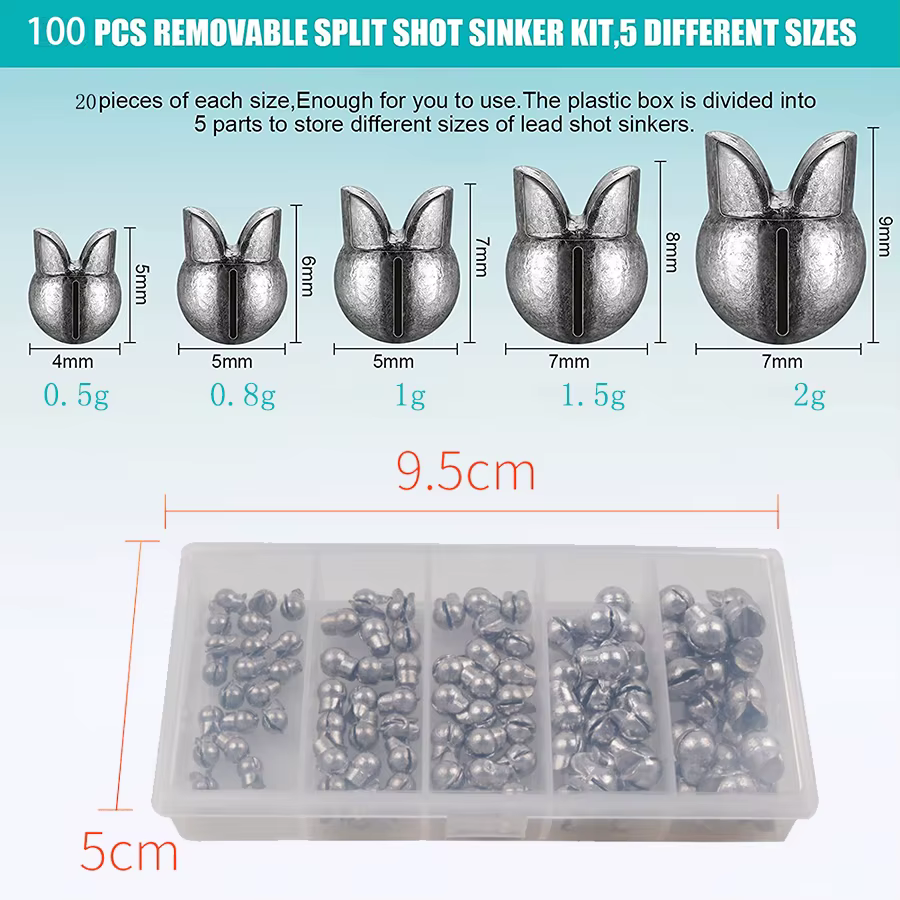 Kit de pesas de pesca, plomos de tiro dividido extraíbles, peso de huevo de pescado, juego de pesas de tiro dividido redondo, aparejos de pesca - imagen 2