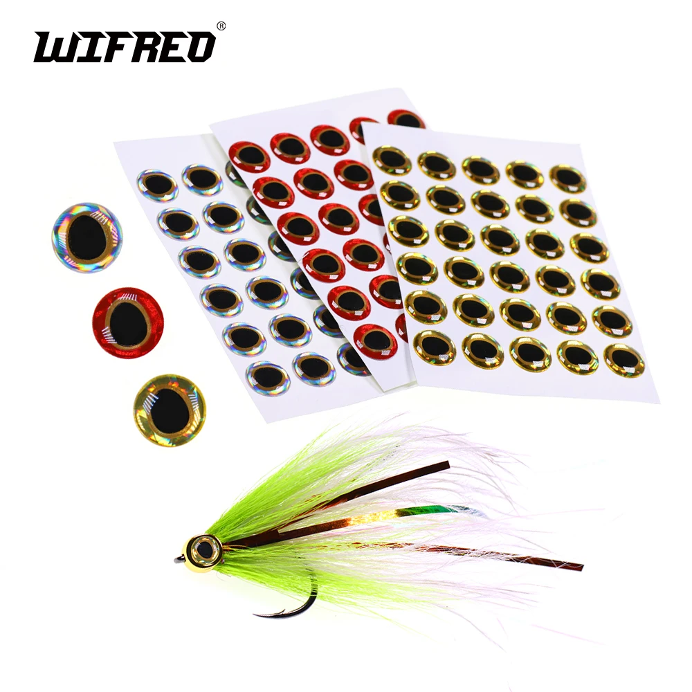 Wifreo 100 Uds 3mm -12mm holográfico 3D plástico señuelo de pesca ojos rojo dorado plateado Streamer moscas suaves duros señuelos Material DIY