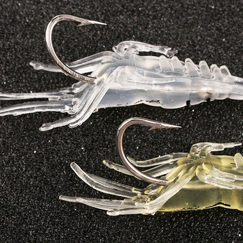 10 piezas de pesca con anzuelo s camarón hierba cebo suave 4,5 cm 1,3 g wobblers silicona señuelos artificiales para la trucha bass jig aparejos de pesca - imagen 5