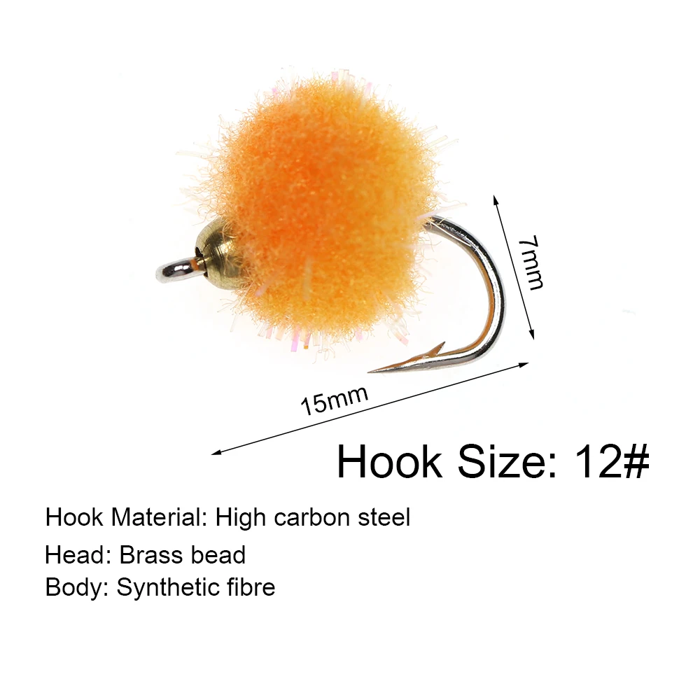 ICERIO 10 Uds latón Beadhead huevo moscas salmón pescado huevos trucha pesca mosca señuelo cebos - imagen 2