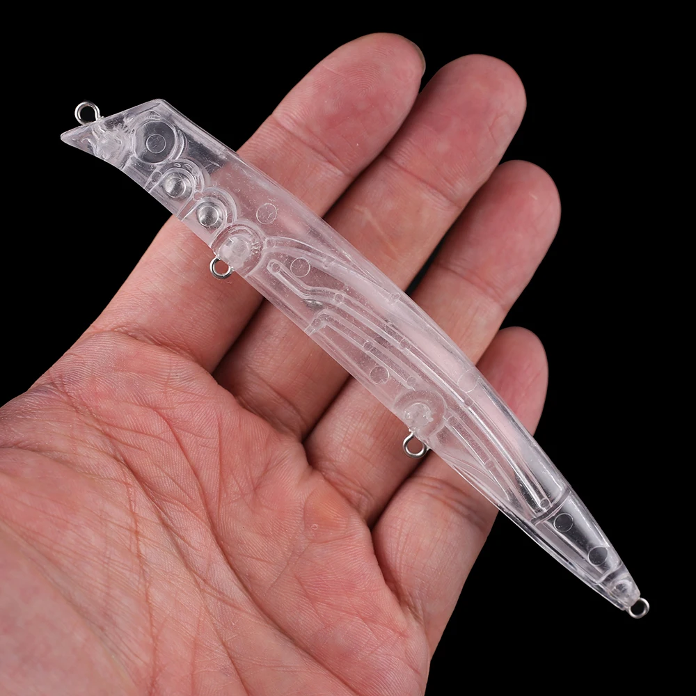 Chan'sHuang-señuelo de pesca Artificial, cebo en blanco sin pintar, 13CM, 12,6G, sonajero, andador Topwater, Popper transparente, bricolaje - imagen 5