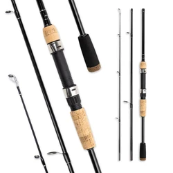 Caña de pescar con señuelo potente ultraligera de 1,8 m y 2,1 m, 1 pieza, 3 secciones, caña de pescar giratoria, equipada con juego de sedal
