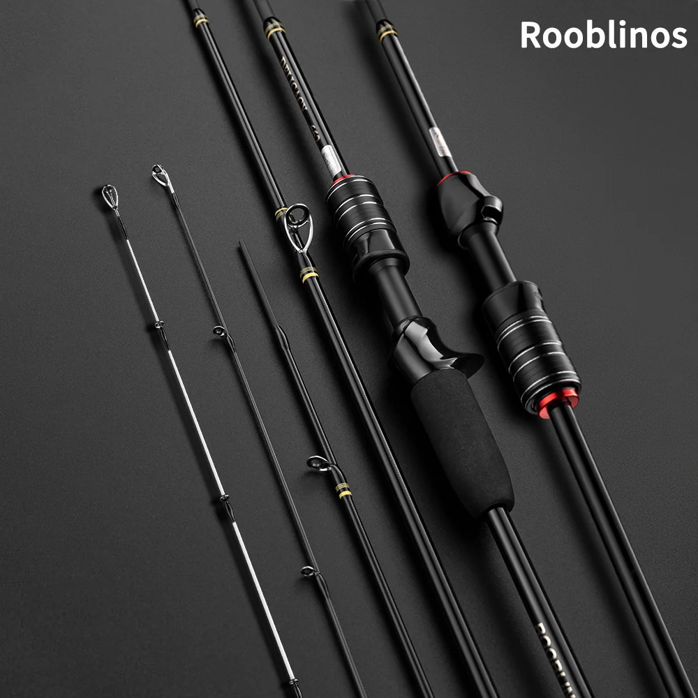 Rooblinos DELICACY L.W 0,6-8g UL caña de pescar caña giratoria ultraligera fibra de carbono hueca + sólida 2 puntas caña de lanzamiento de cebo