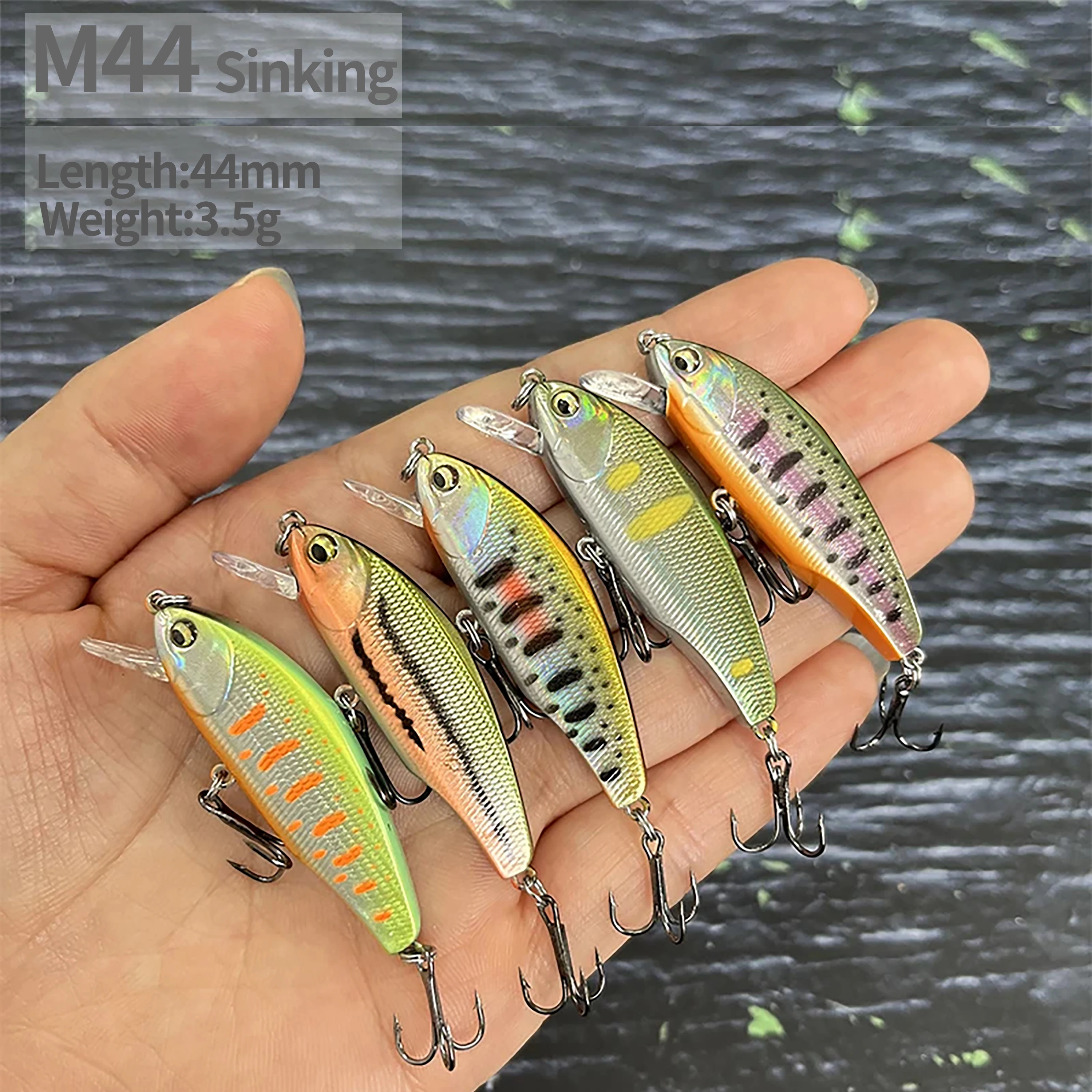 Mini señuelos de pececillo que se hunden, Wobblers de cebo duro Artificial para lubina, Jerkbait de agua salada, Swimbait, aparejos de pesca, 44mm, 3,5g - imagen 2