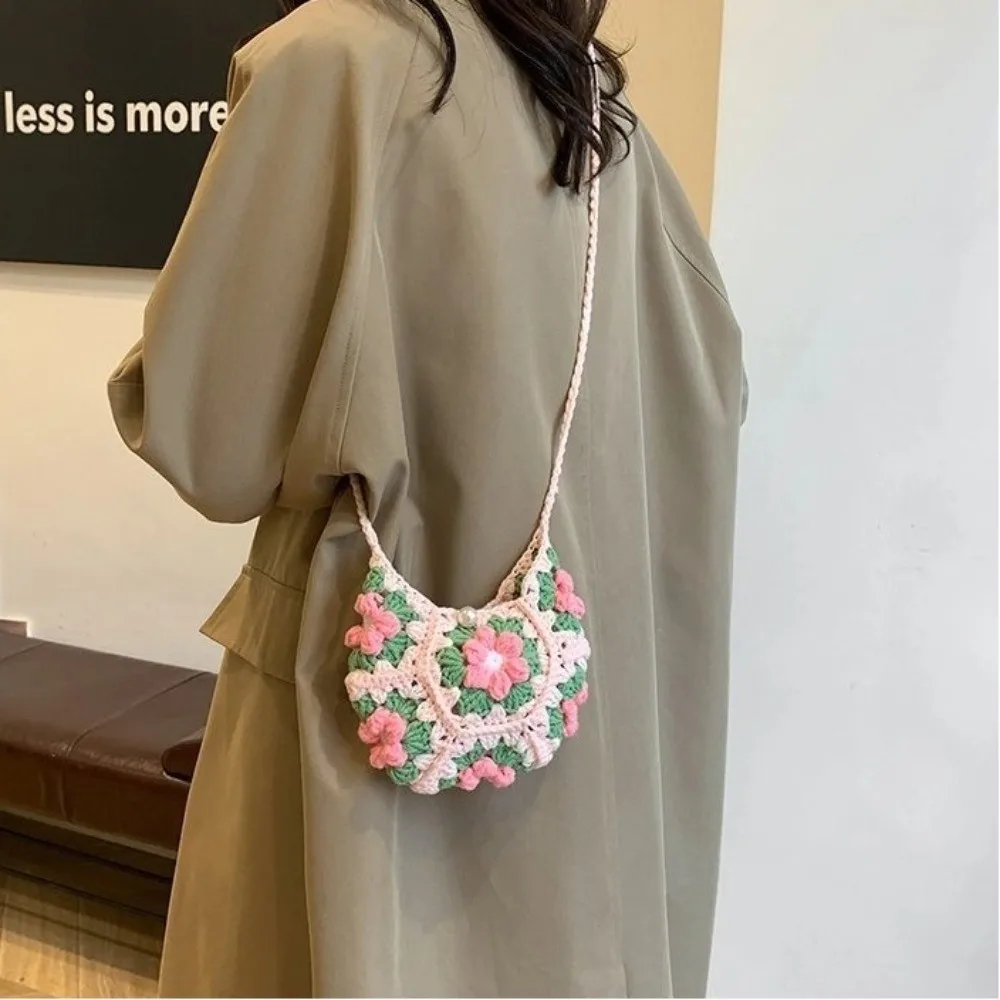 Bolso Bandolera Ganchillo Patrón Floral – Hecho a Mano Pequeño Monedero - imagen 5