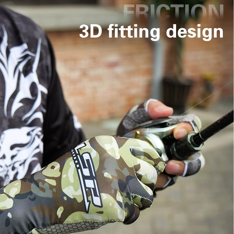 LSP-guantes de Pesca ligeros para hombre, protección solar de medio dedo, de doble cara, transpirables, antideslizantes, para Pesca al aire libre - imagen 5