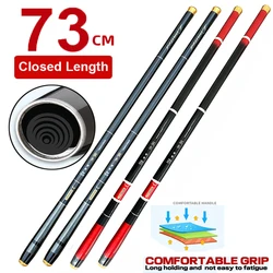 Caña de pescar telescópica ultraligera de carbono duro, caña de mano de fundición larga de 3,6 M-7,2 M para herramienta de pesca de agua salada y dulce