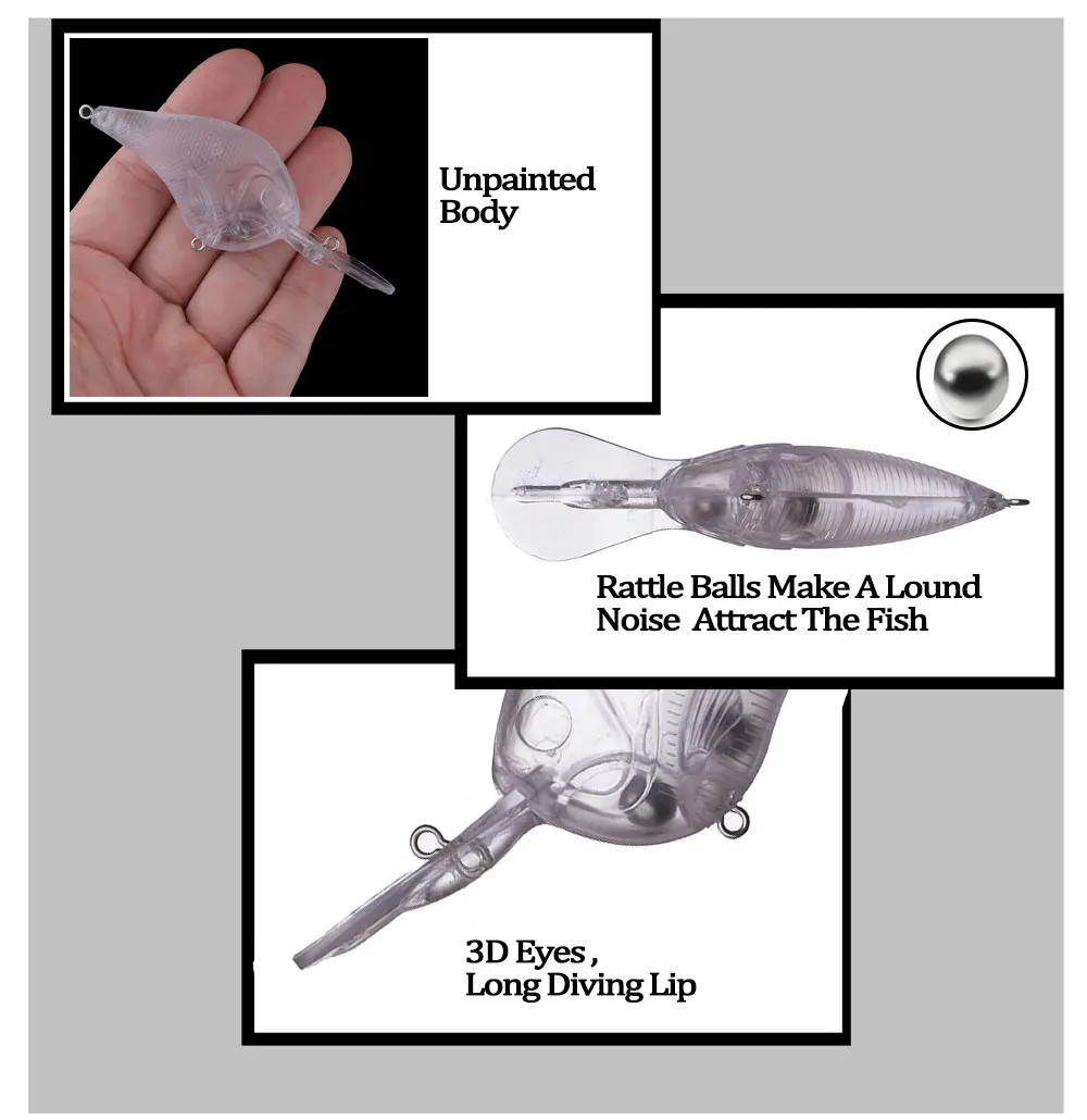 Chan'sHuang 20 piezas cebo en blanco sin pintar 9,9g/90mm sonajero flotante labio largo Crankbait DIY hecho a mano aparejos de señuelo de pesca Artificial - imagen 4