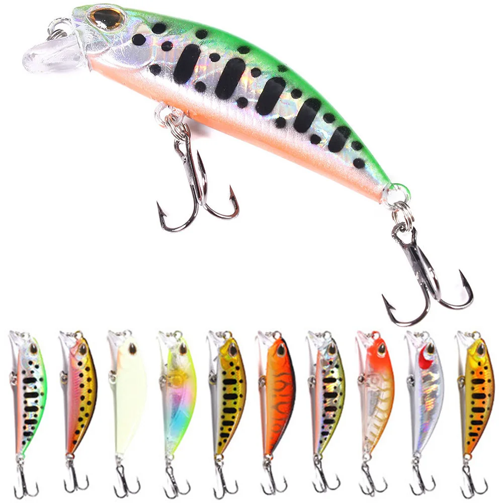 12 unids/lote pececillo hundido 5g 5,5 cm señuelo de Pesca cebo duro anzuelo triple carpa aparejos de Pesca Jerkbait Swimbait Wobbler cebo Artificial - imagen 5