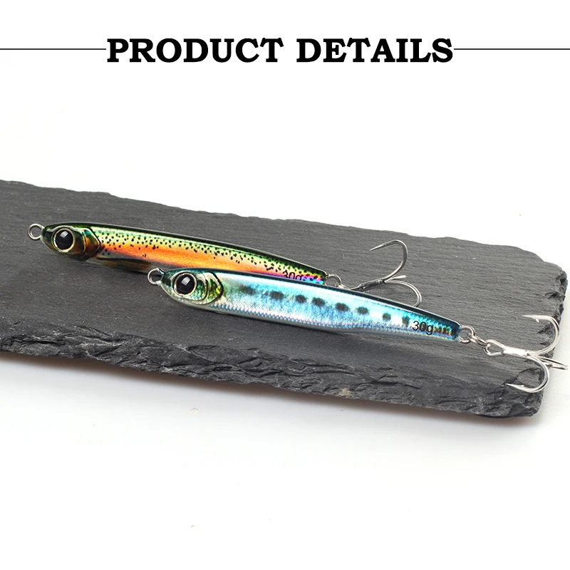 Señuelo de Pesca con plantilla de Metal, trabajo mágico, 30g, 40g, 60g, Color de ojos 3D, Señuelos de Pesca giratorios con láser, anzuelo Jerkbait, cebo Artificial - imagen 4
