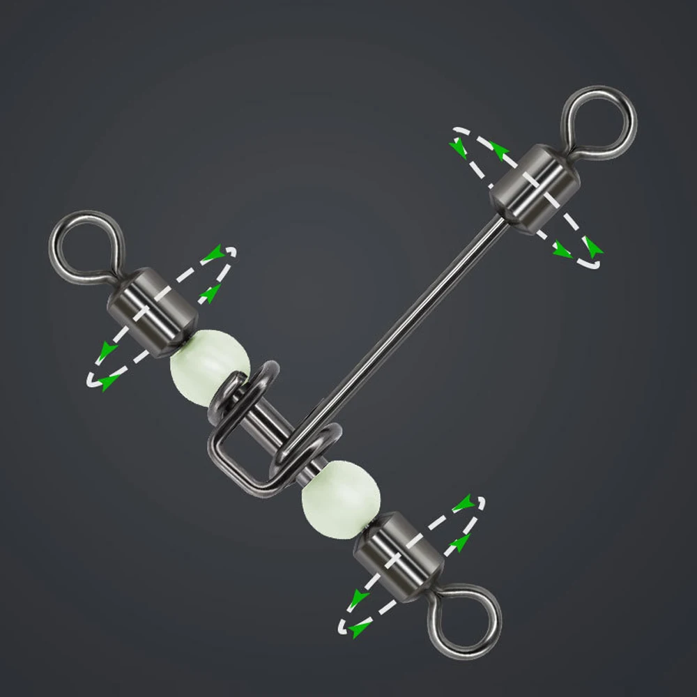 DNDYUJU-anzuelos de pesca luminosos en forma de T, 10 piezas, giratorio con cuentas de perlas, Conector de pesca - imagen 3