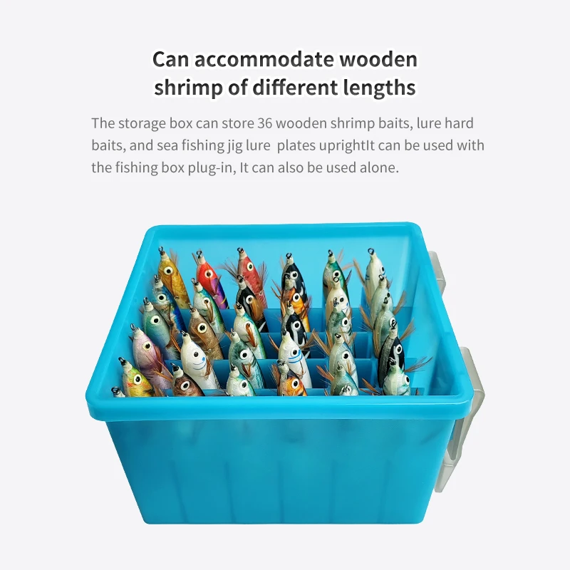 Caja de señuelos de pesca con 36 rejillas, caja de almacenamiento de plantilla de calamar de plástico, pie web, pulpo, Egi, caja organizadora, contenedor de cebo duro con luminoso - imagen 3