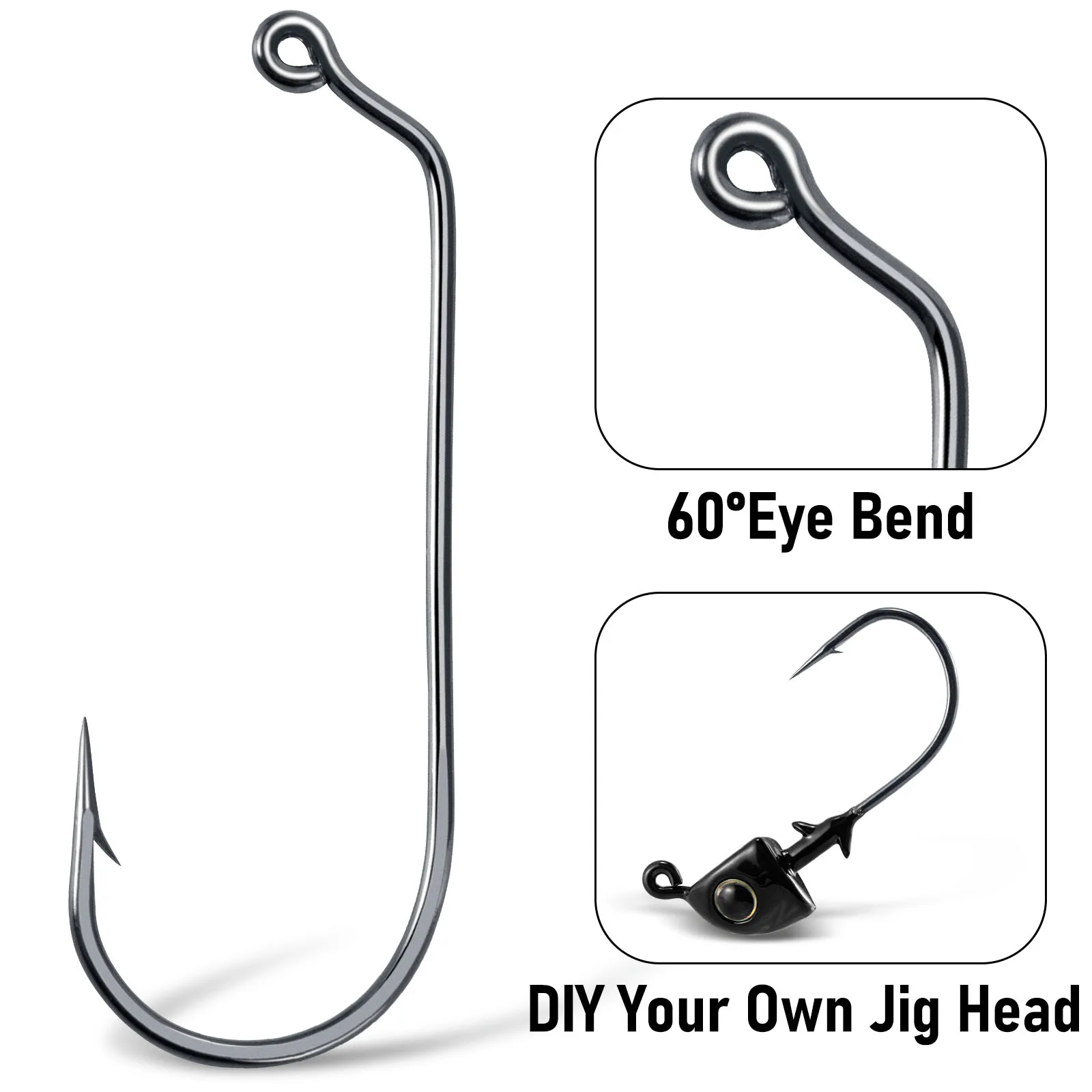 Anzuelos Aberdeen Jig Head 60° acero carbono – Vástago largo vinilo - imagen 5