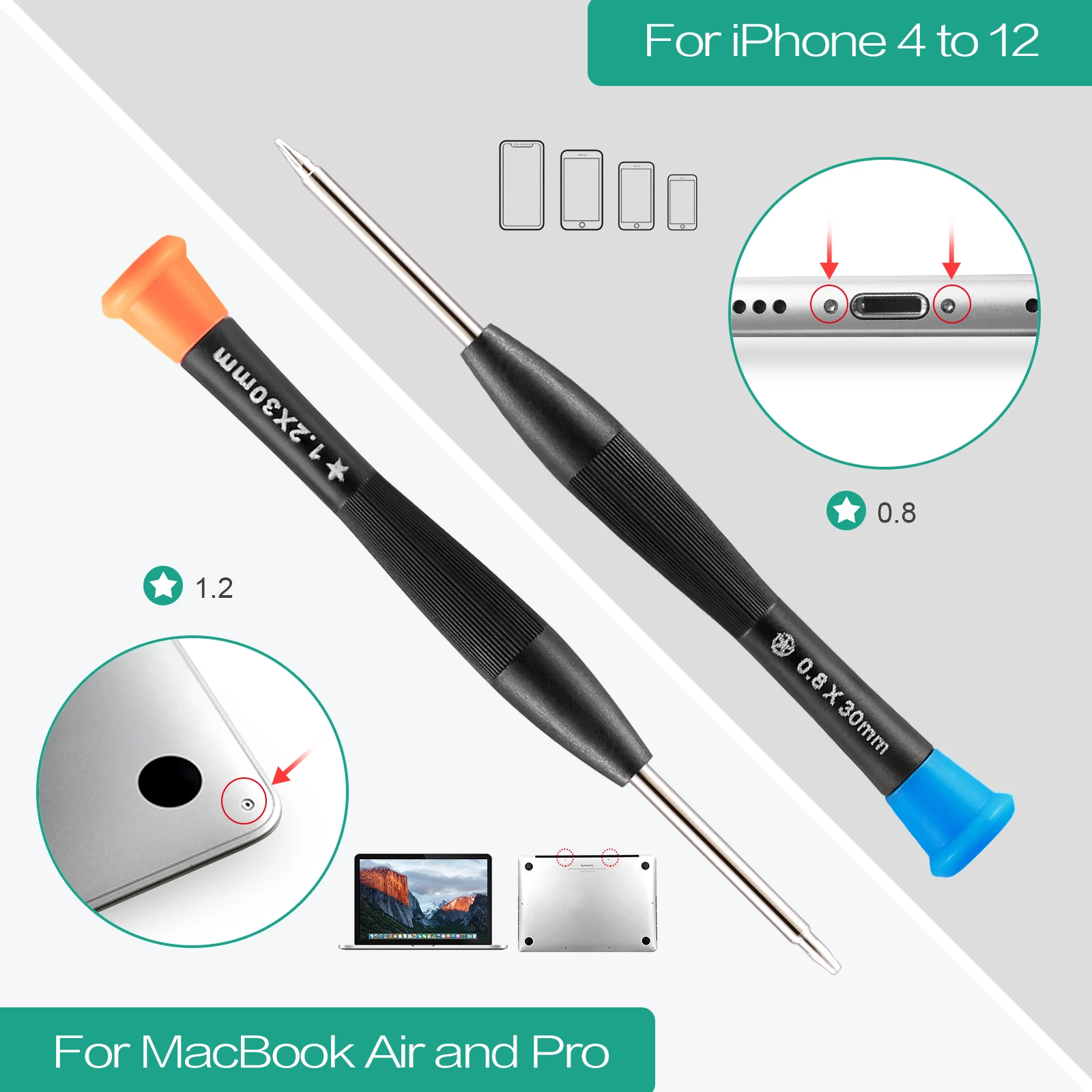 Destornilladores magnéticos para iPhone y MacBook - Kit con ventosa - imagen 3