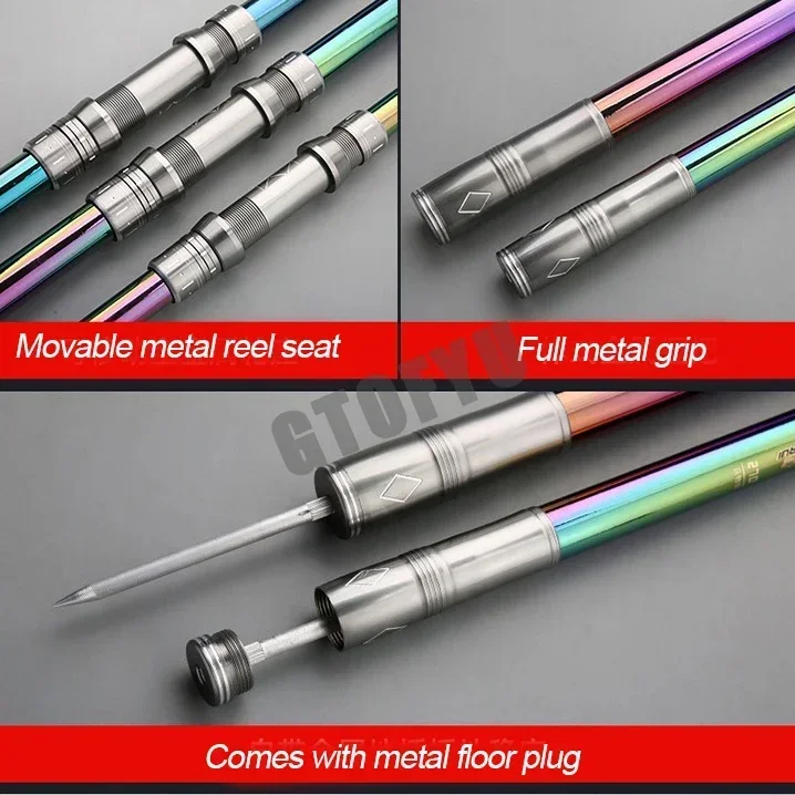 Caña de pescar telescópica 2,1/3,0/3,6/4,2/4,,5 m, caña de Surf de viaje, potencia giratoria de 5-300g, caña de Baitcasting de carbono para lanzamiento de Surfcasting - imagen 4