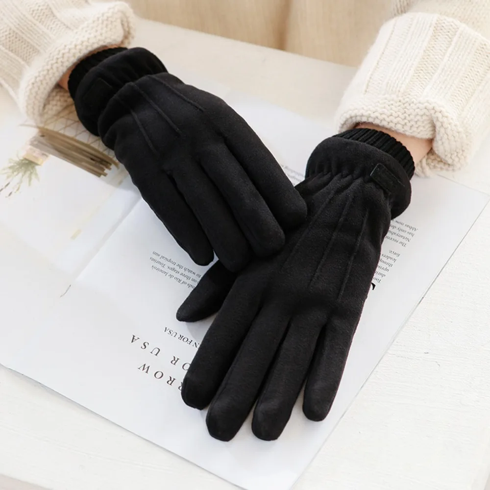Prácticos guantes de gamuza para mujer, de felpa y gruesos, a prueba de viento, guantes gruesos de invierno para mujer, guantes cálidos y suaves para ciclismo