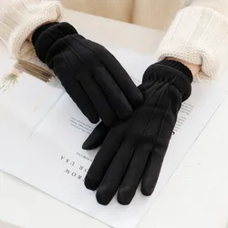 Prácticos guantes de gamuza para mujer, de felpa y gruesos, a prueba de viento, guantes gruesos de invierno para mujer, guantes cálidos y suaves para ciclismo