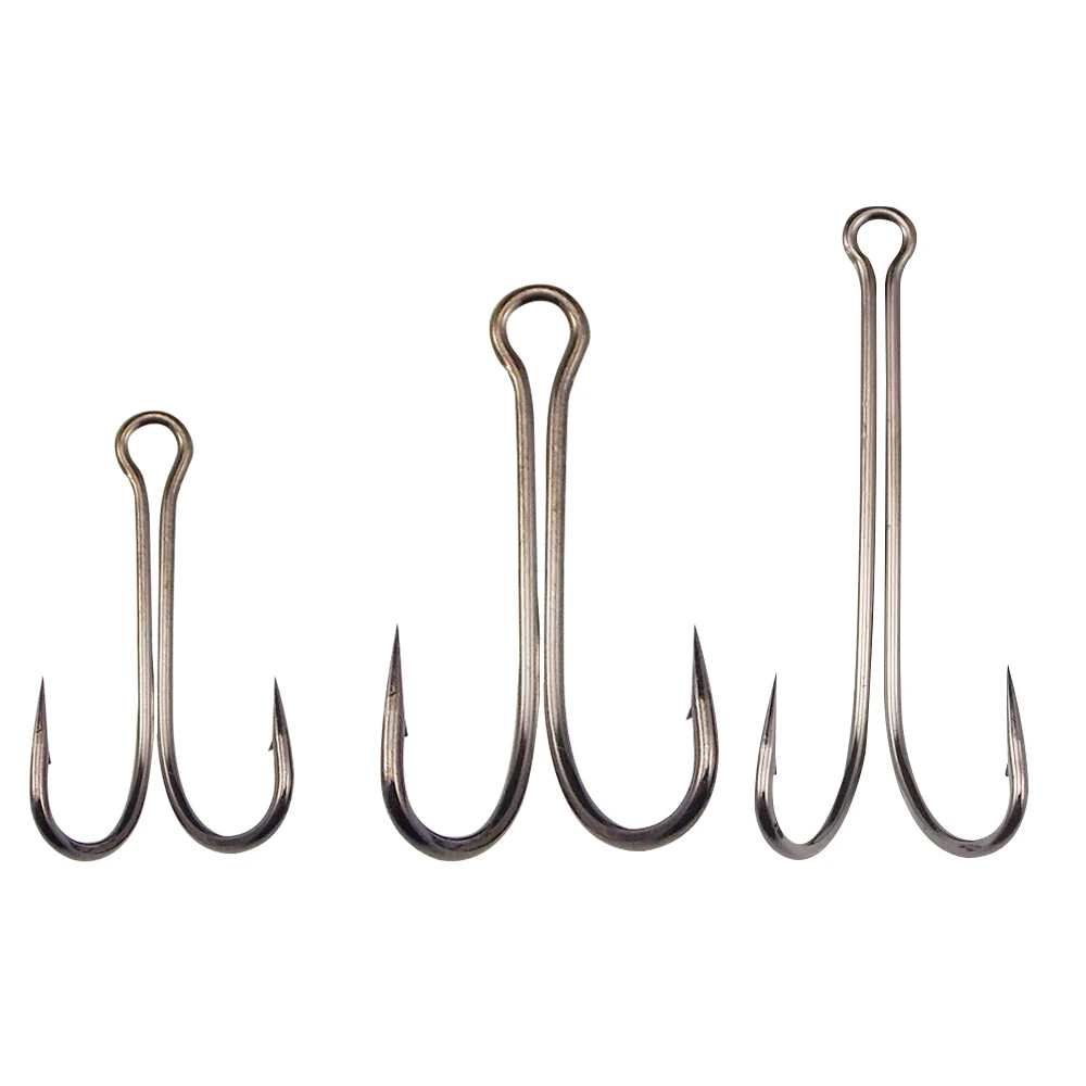 ESFISHING 10 Uds vástago largo doble gancho con púas chapado en acero alto en carbono para aparejos de pesca de lubina Jig para señuelos blandos - imagen 4