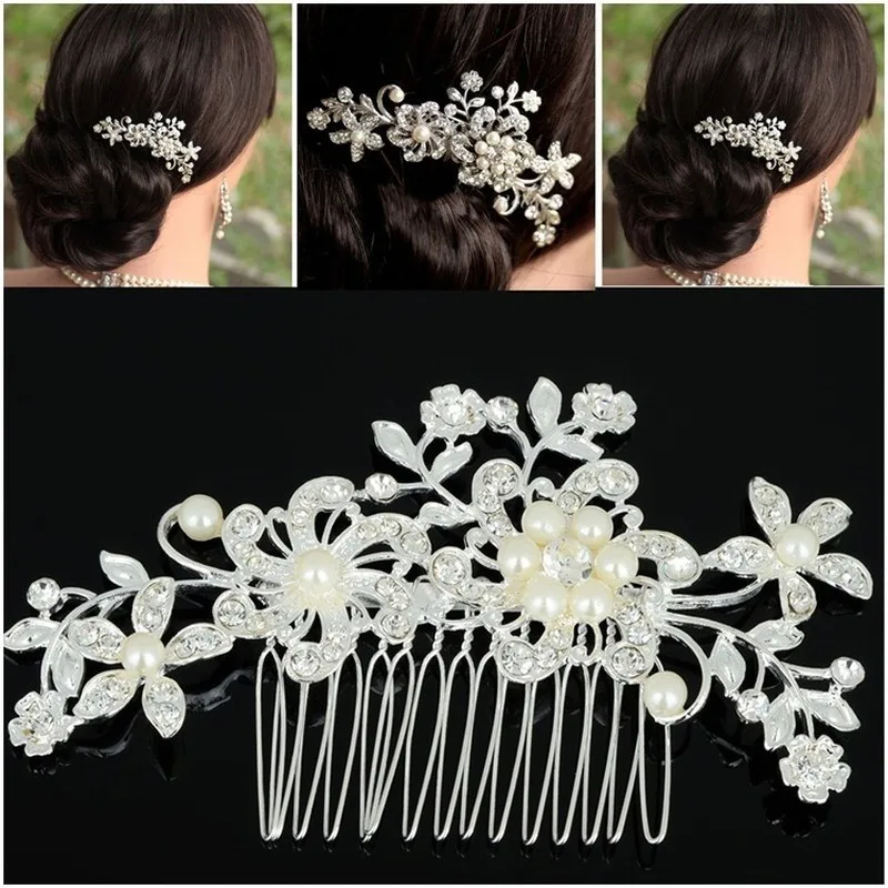 Horquilla clásica de flores y perlas de cristal, accesorios para el cabello, tocado, corona de novia, horquilla, accesorios para el cabello de boda para mujer - imagen 3