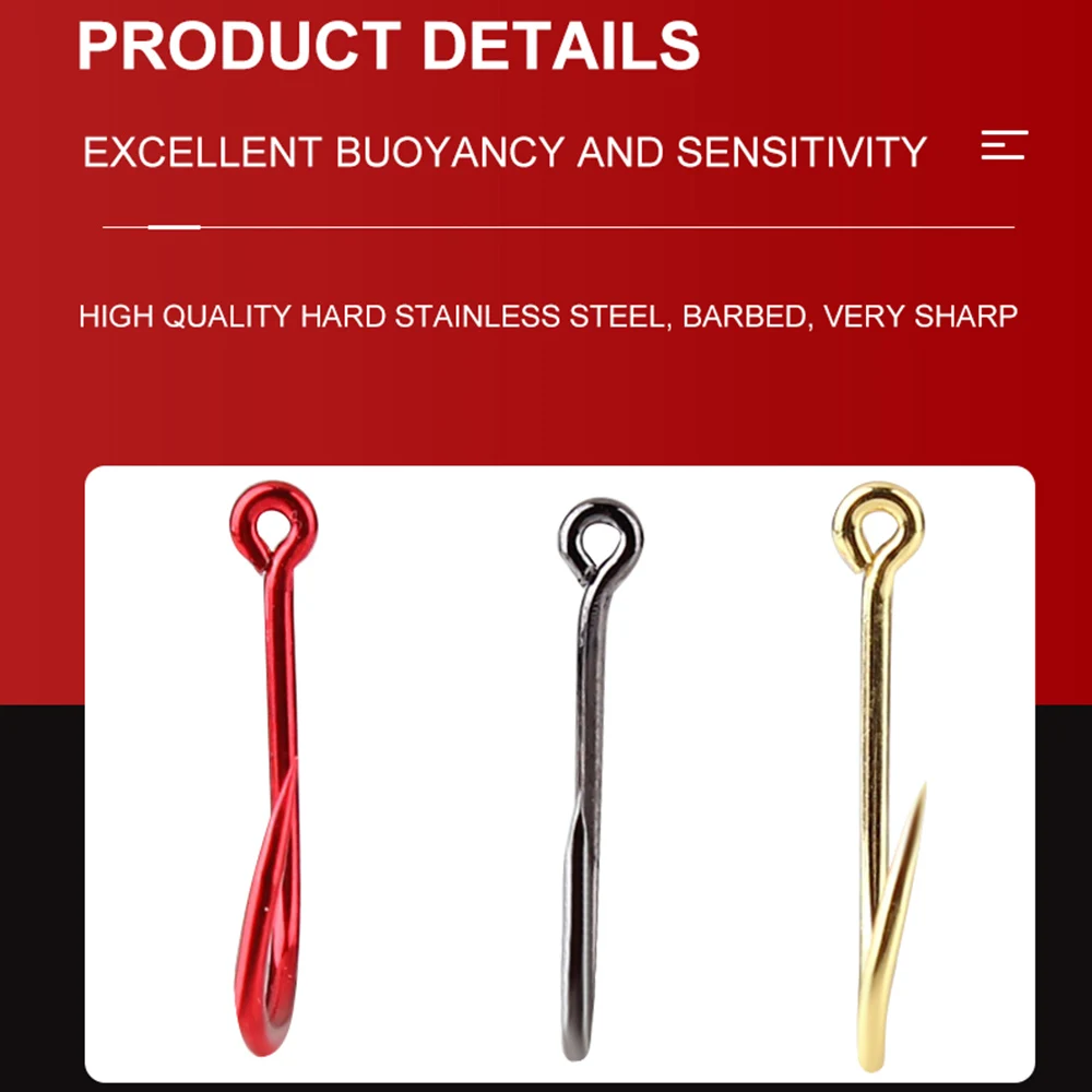 FTK 50-100 piezas de anzuelo de pesca dorado de acero rico en carbono 1 # -12 #   Anzuelo de púas con anzuelos rojos con ojo anillado para aparejos de pesca de carpa - imagen 3