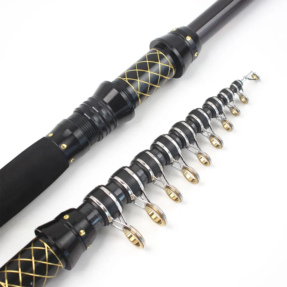 Caña de pescar de bolsillo portátil, 2,1 M/2,4 M/2,7 M/3M, caña de mar telescópica de fibra de carbono, acción rápida, sensible, ligera, fundición precisa - imagen 4