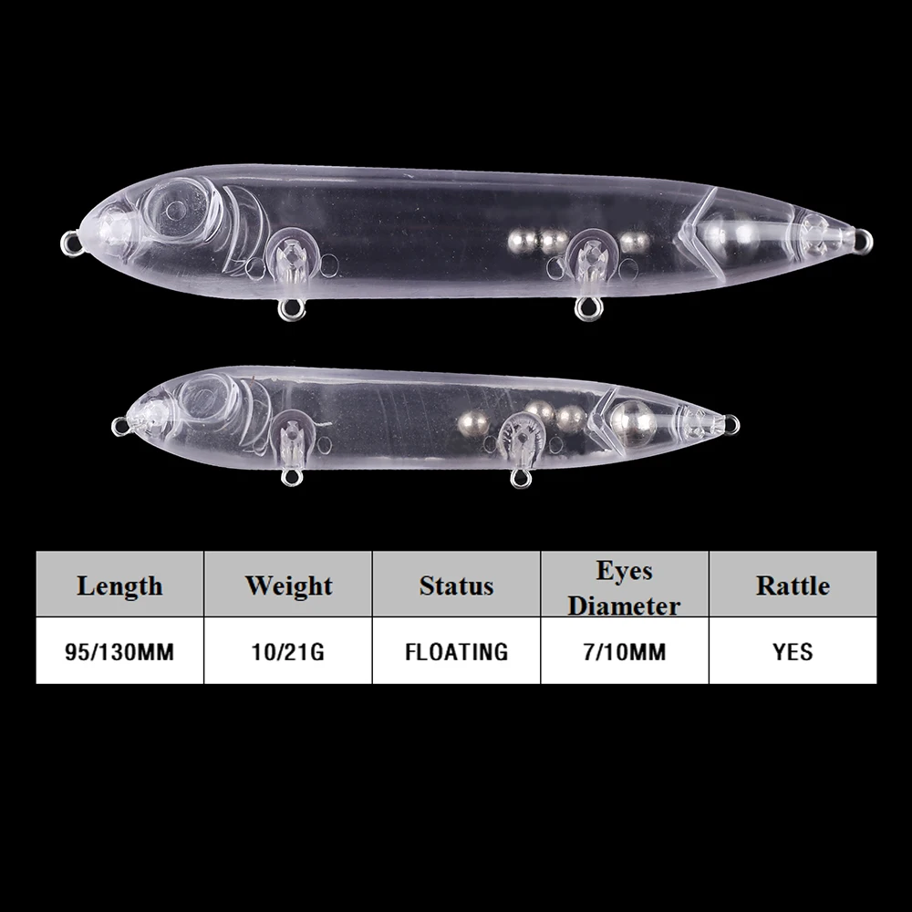 Chan'sHuang-Cebo en blanco sin pintar, cebo de 9,5 cm/13cm, sonajero de superficie, lápiz que camina el perro, aparejo de señuelo de pesca Artificial artesanal, 20 piezas - imagen 2