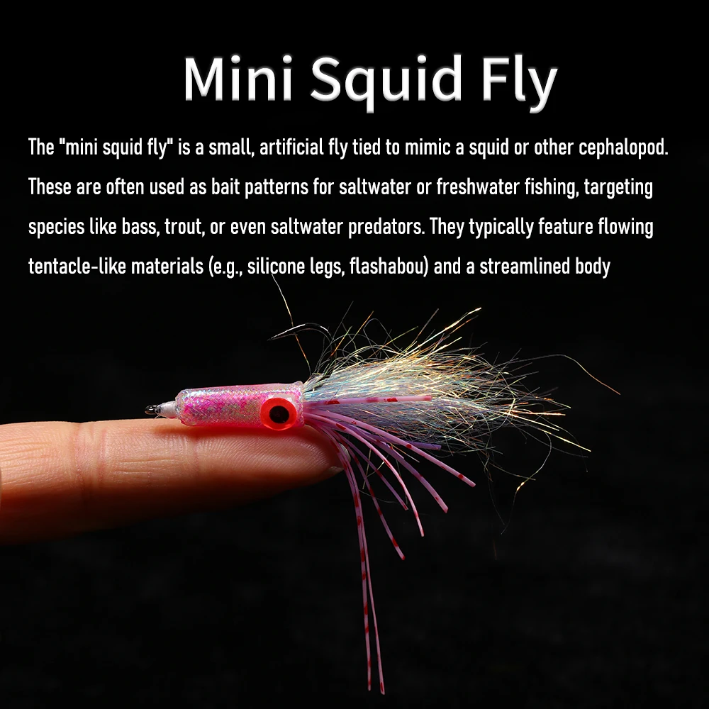 Wifreo 3PCS # 4 pequeñas moscas de calamar 3D ojos luminosos cuerpo Flash trucha Artificial lubina Señuelos de pesca de agua salada cebos Oliva Rosa negra - imagen 2