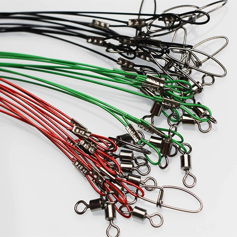 30 Uds 50cm 125LB alambre grueso líder de pesca de acero rastreo con señuelo giratorio Snap Jig gancho conector accesorios de pesca de agua salada - imagen 2