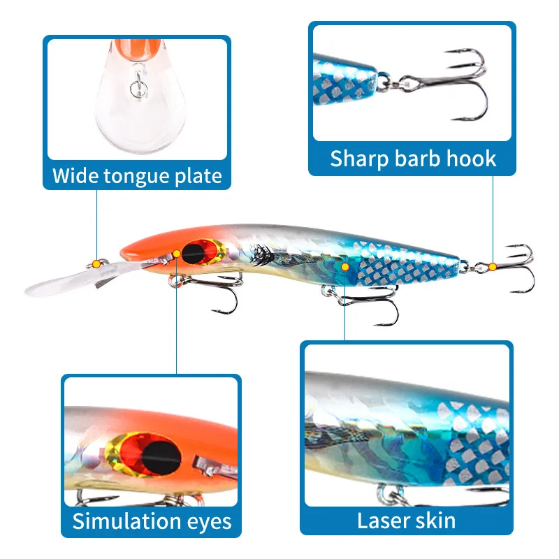 Señuelo Minnow con sonajero – Largo lance para agua dulce y salada - imagen 5