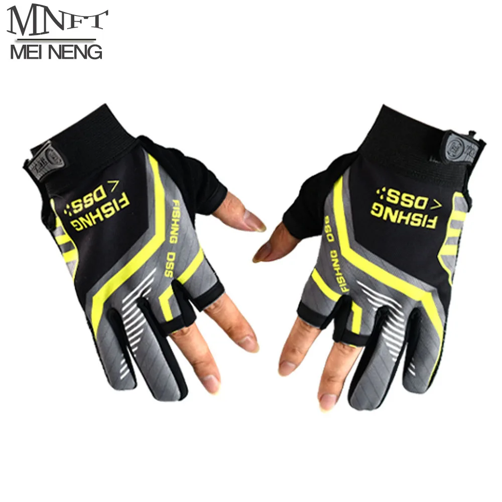 Guantes de pesca antideslizantes transpirables dedos cortados UV