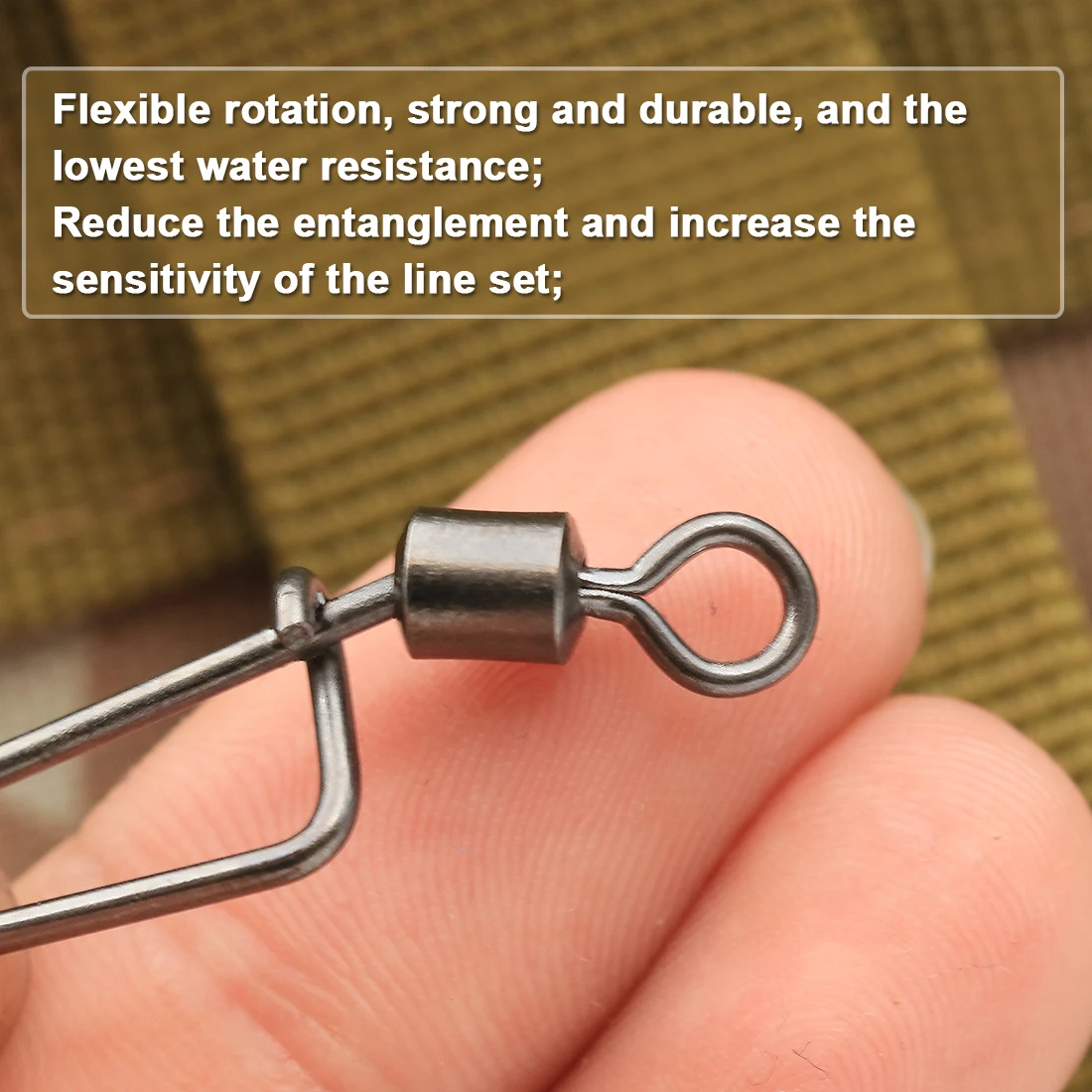 FishTrip 50 Uds. Clips giratorios giratorios para pesca, conector de pesca, mosquetón de acero inoxidable, aparejos terminales a presión de cambio rápido - imagen 5