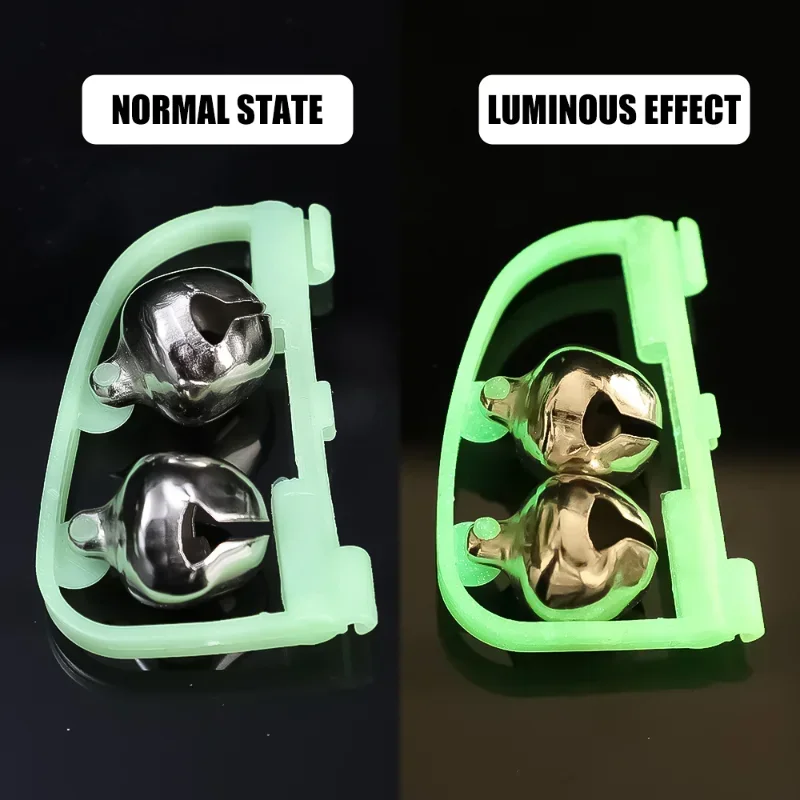 Luz luminosa de doble campana, herramientas de Pesca nocturna con Clip, alarma de mordida de caña, accesorios de aparejos de Pesca rápidos portátiles, 5 unidades por lote - imagen 5